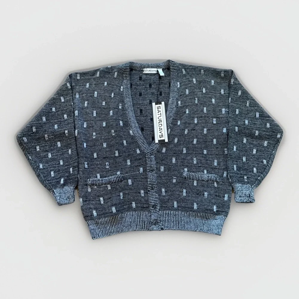 Vintage Saturdays Sweater Mens M Cardigan Knit Acrylic Grandpa Retro‎ 90s